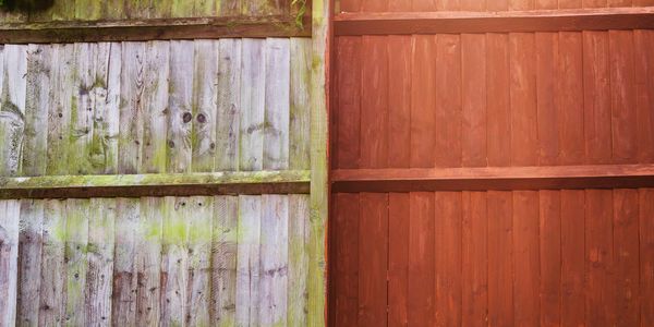 Before and after fence restoration in Colorado Springs by Joy Painting 