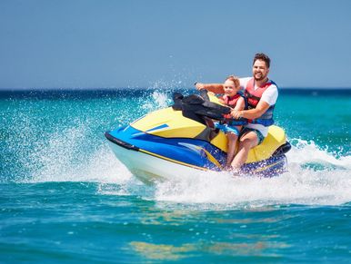 Jet skiing with family in the Maldives