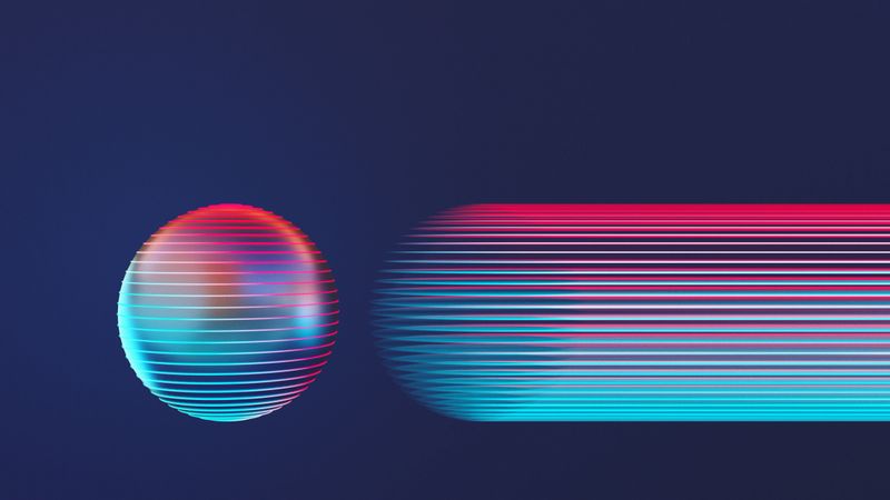 Glowing multicolored sphere trail