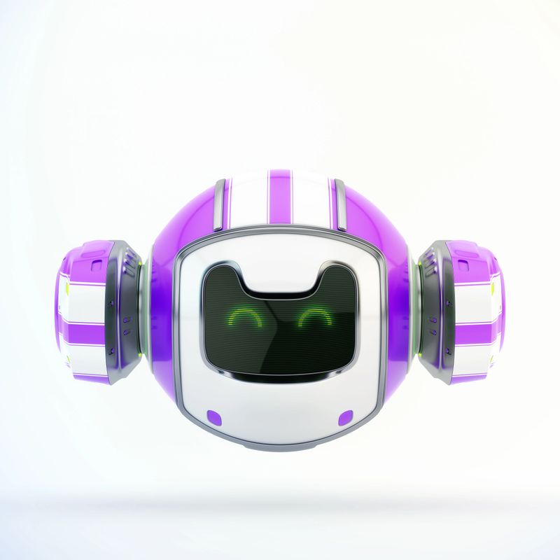 Armed funny robot drone, 3d rendering