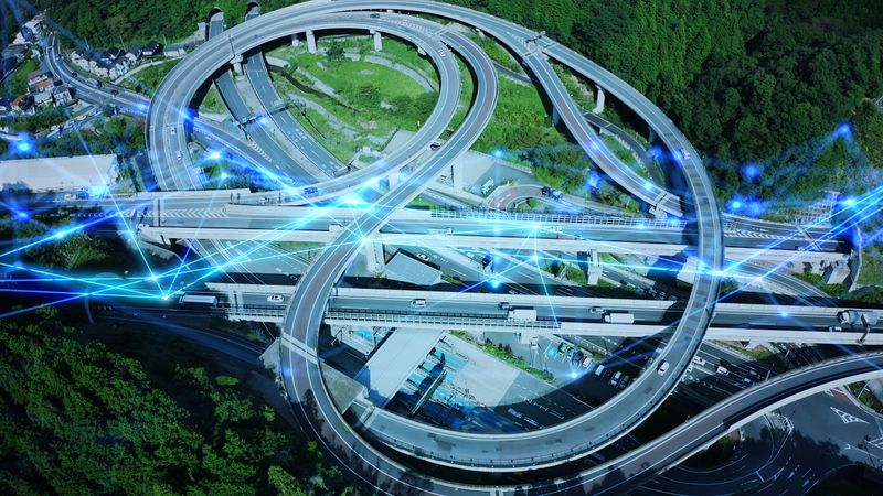 Transportation and communication network concept. ITS. Intelligent Transport Systems.