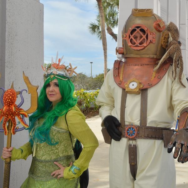 Cosplay characters at a San Diego convention, representing major pop-culture event gatherings.
