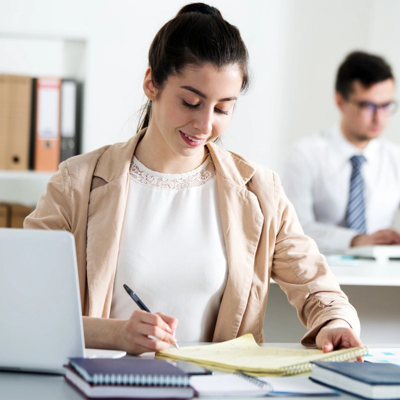 Businessman working with laptop in an office
