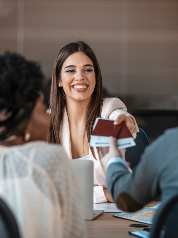 Travel Agent helping with travel documents