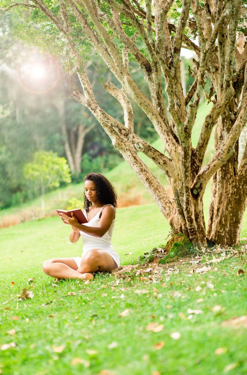 Young woman reading a book