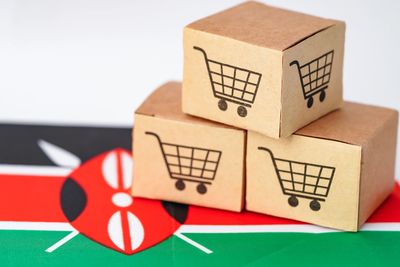 Kenya flag and product boxes