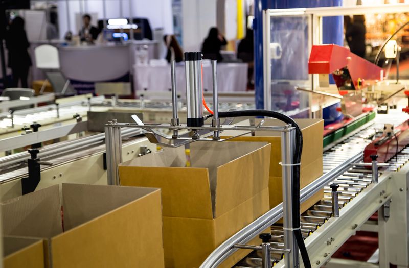 Automatic cardboard box packing and tape sealing machine