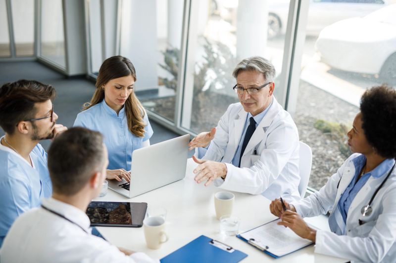 Shot of a group of doctors having a meeting in a hospital