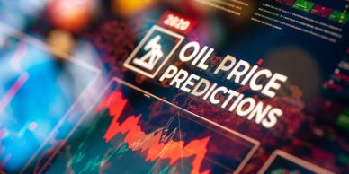 Screen showing oil price predictions with fluctuating graph.
