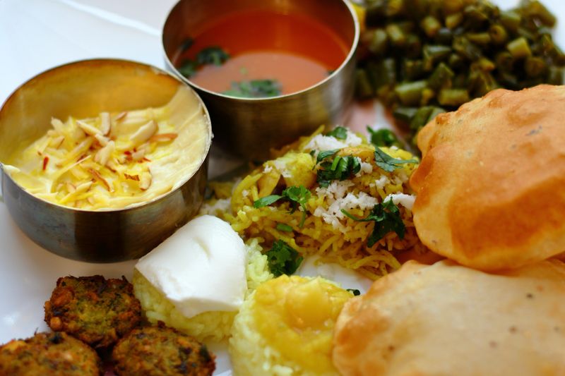 Indian food comprise a variety of food items including soup, rice items, bread, vegetables and dessert