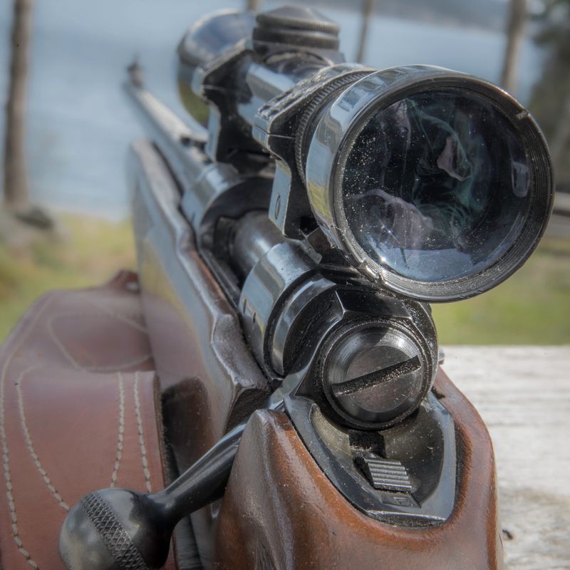 view of scope installed on hunting rifle