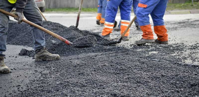 reconstruction of a street road,municipal work.