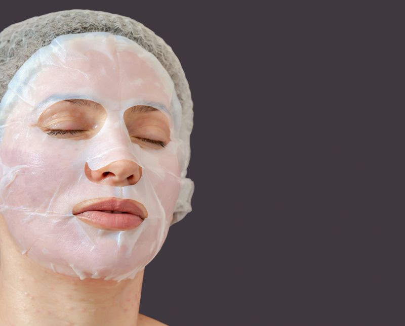 Female face. Woman with hydrogel mask