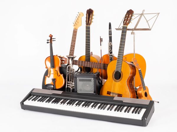 Various musical instruments grouped together.