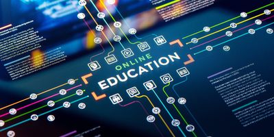 Educación en línea con conexiones digitales.