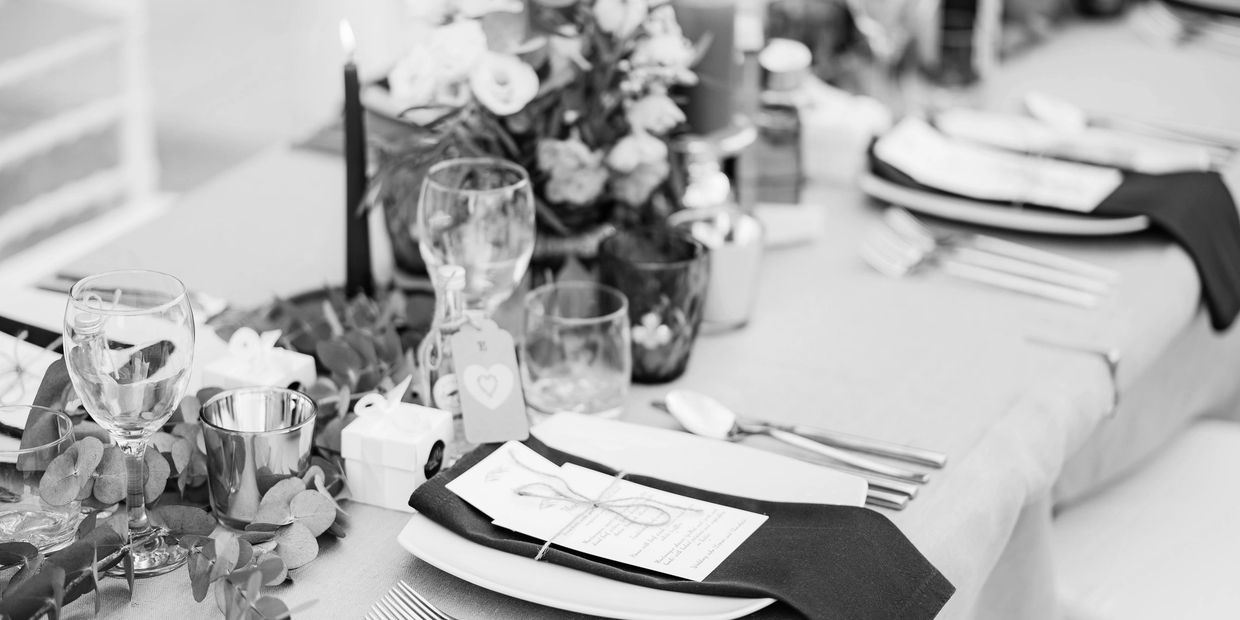 Elegantly set dining table for a special occasion.