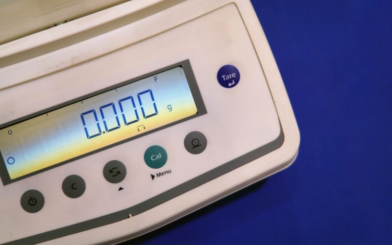Digital display of electronic weighing machine,in an Industry