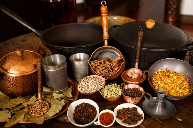 Different spices arranged together