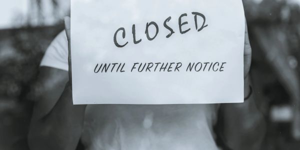 Sign saying closed until further notice.