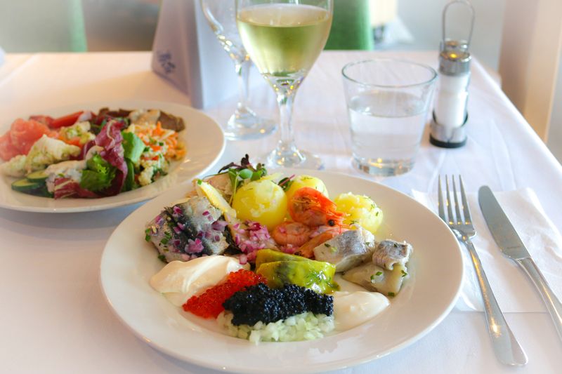 Buffet lunch on the cruise ship