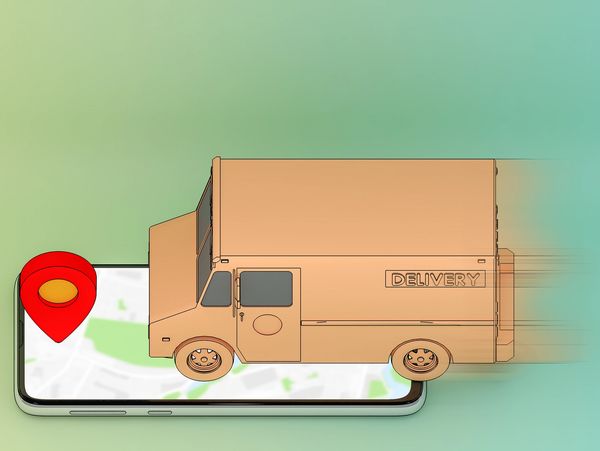 delivery truck moving towards target on a map. 
