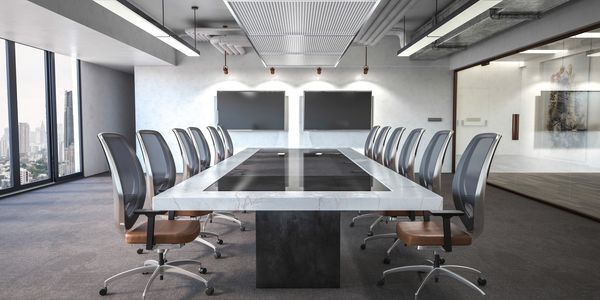 Large conference table and chairs at NWC Office Furniture showroom 