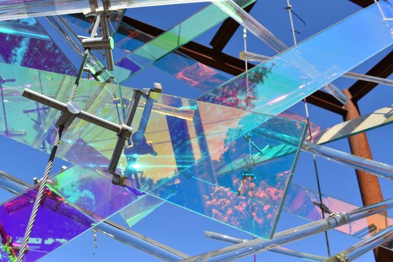 Art peice at a gallery in Napa Valley featuring colored glass shards