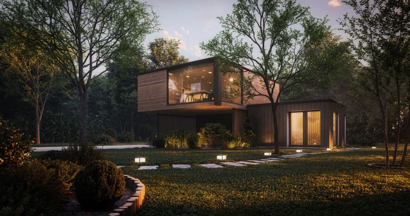 Digitally generated modern and minimalist family house/villa with garage and a terrace.

The scene was rendered with photorealistic shaders and lighting in Autodesk® 3ds Max 2020 with V-Ray 5 with some post-production added.