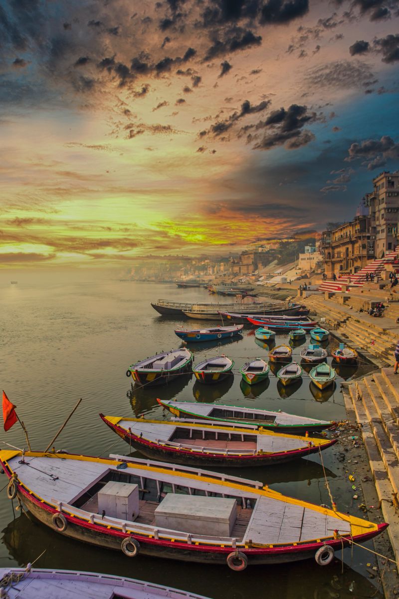 early sunrise scene of Ghats of Varanasi, India