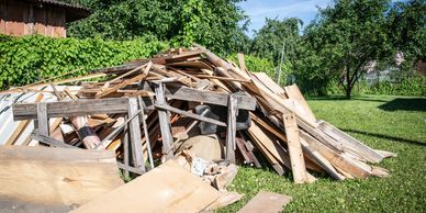 Debris piled up and ready for removal 