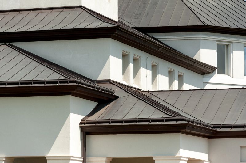 Modern roofing materials on the roof of the house, metal tiles