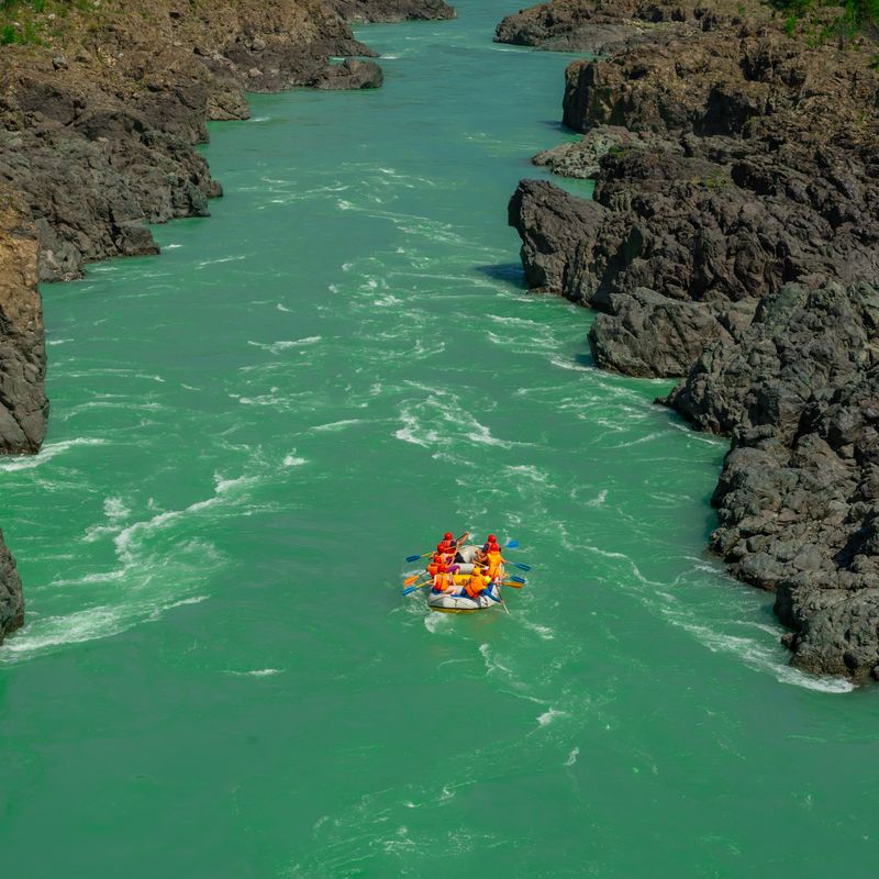 Rafting on the mountain river Katun, Altay Republic.
