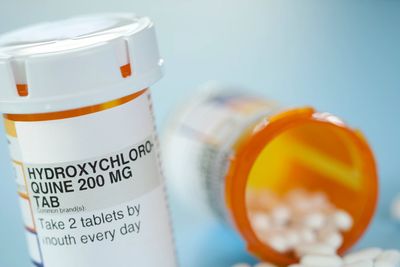 Prescription bottle of Hydroxychloroquine 200 mg tablets.