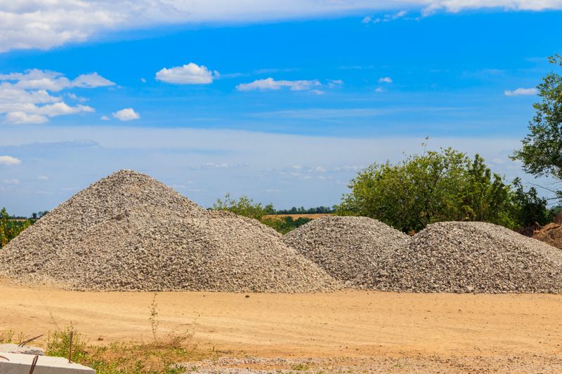 Piles of gravel for road construction