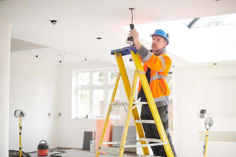 electrician installing downlights