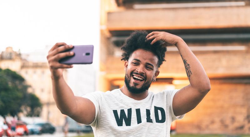 Smart phone, Mobile phone, Selfie, Self portrait, Afro man, Hair style