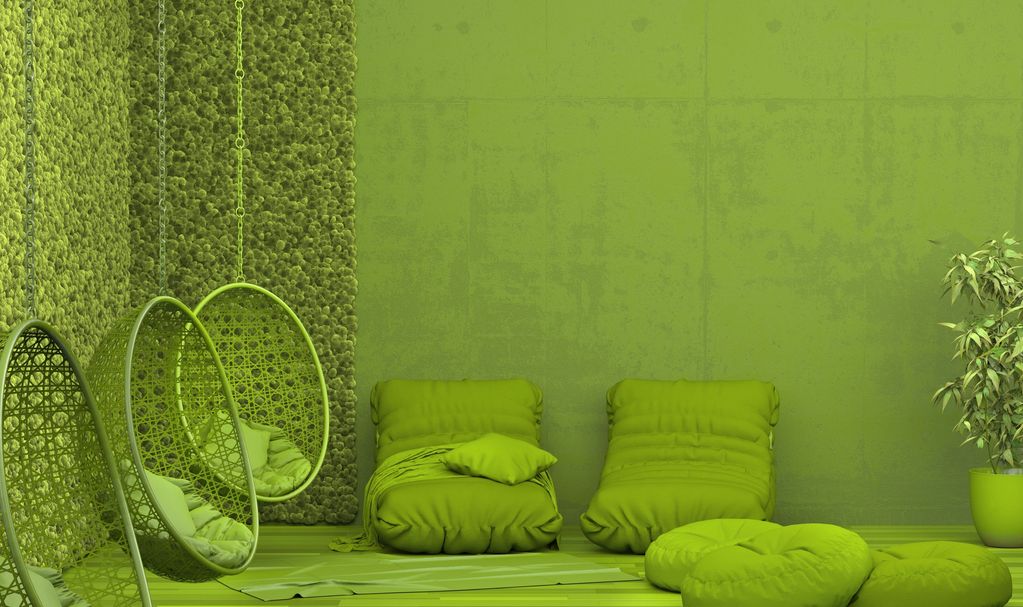 Sillones verdes, area común de descanso 