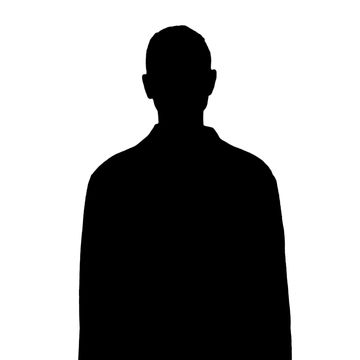 Black silhouette of a person against a white background.
