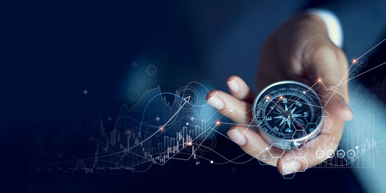Picture of compass highlighting directional support CFOsight provides to clients