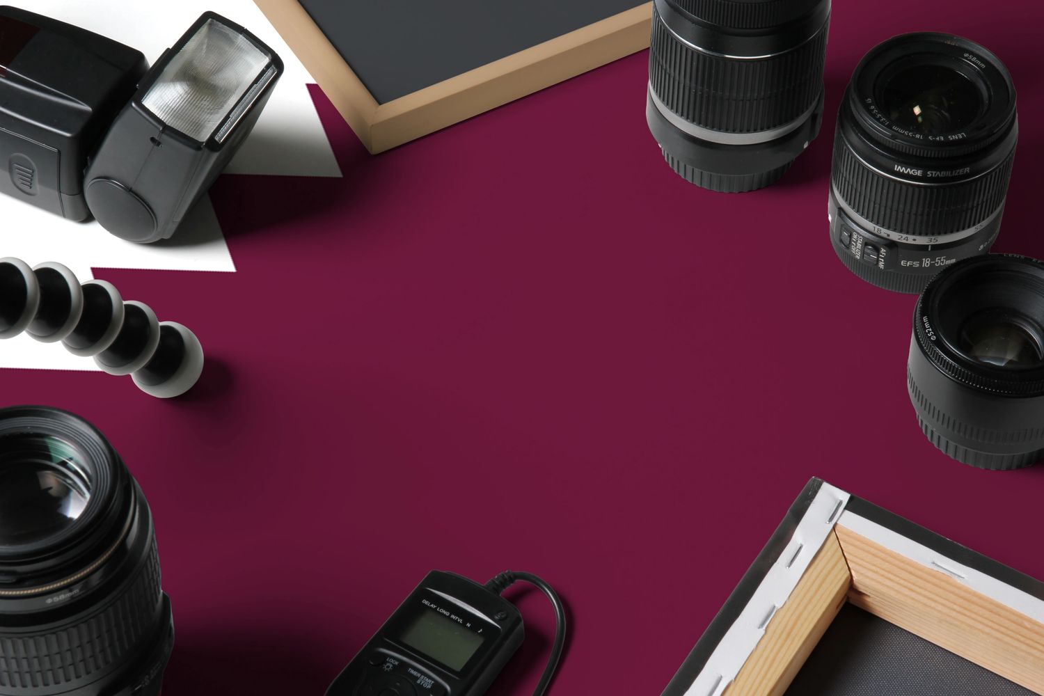 The Camera's lenses are placed on the table.