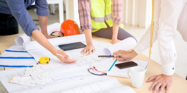 Modular home architectural design plan - early planning phase.