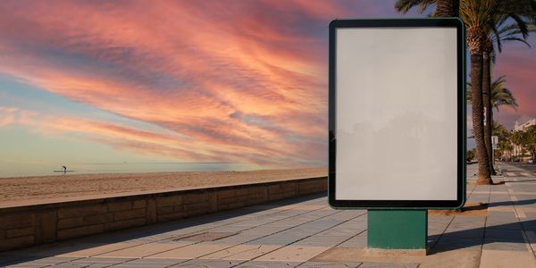 Small Business marketing opportunity on a beach boardwalk in the shorelight