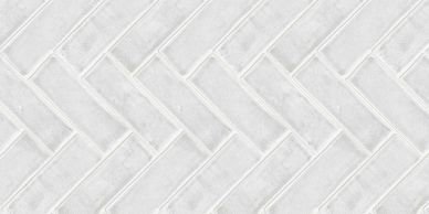 White tiles arranged in a herringbone pattern.