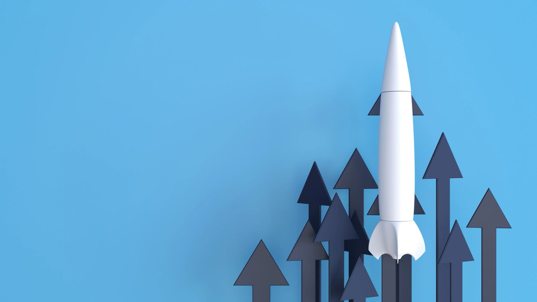 Rocket launching through rising arrows, symbolising business growth with SBG coaching