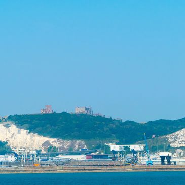 Cliffs of Dover with Dover Castle on top of them 