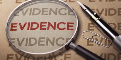 A magnifying glass over the word "evidence"; representing the many other services used to find facts