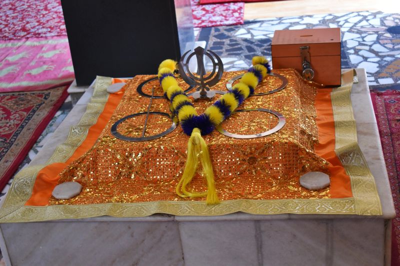 Sri Guru Granth Sahib at Takhat Sachkhand Shri Hazur Abchalnagar Sahib, Gurudwara of Nanded, Maharashtra, India