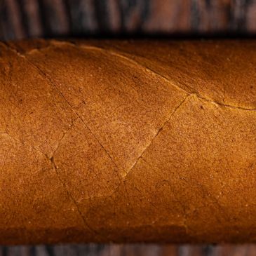 Close-up of a brown cigar with visible texture and seams.