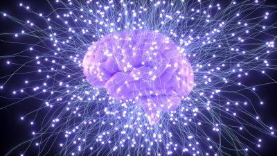 Illustration of a glowing brain with neural connections.
