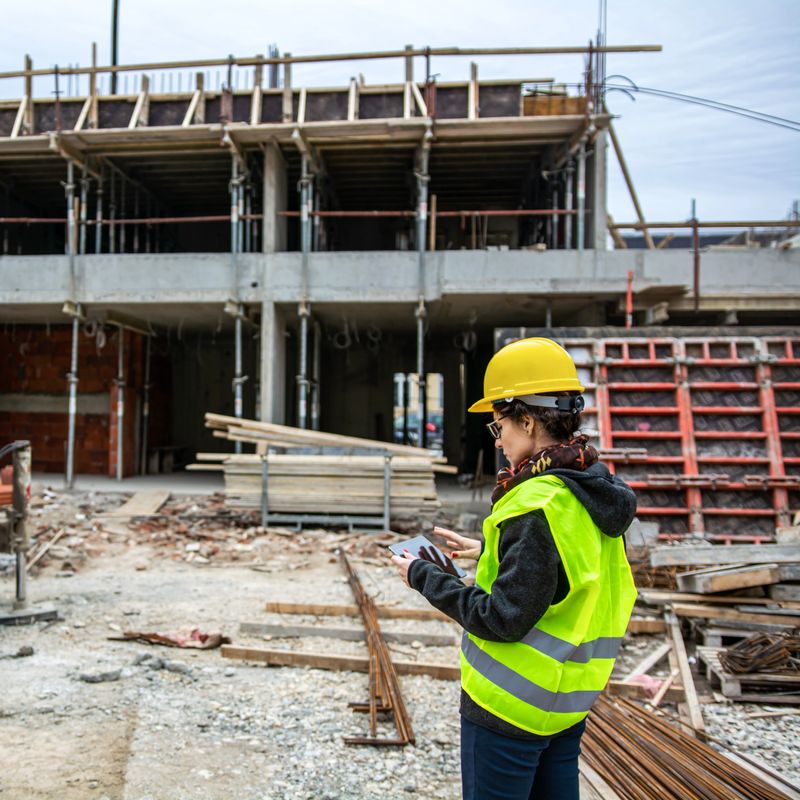 Engineer Using Digital Tablet on a construction site